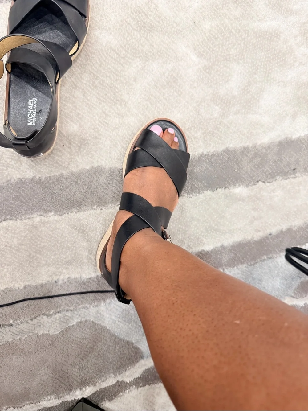Michael Kors Women's Black Leather Strappy Sandals